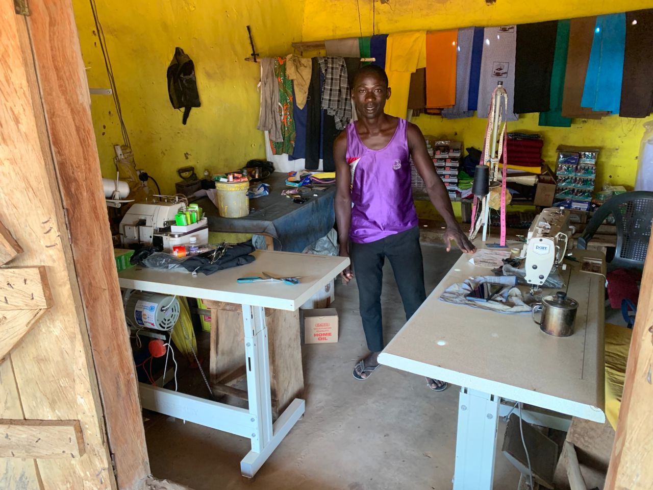 Tailor Seidu Nyanda in his dress-making shop